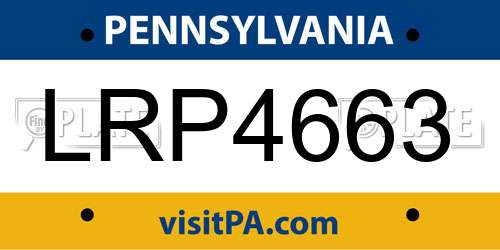LRP4663 Pennsylvania License Plate