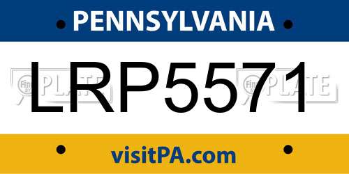 LRP5571 Pennsylvania License Plate