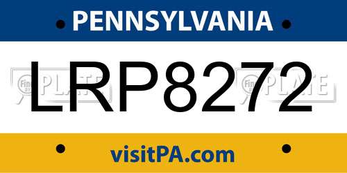 LRP8272 Pennsylvania License Plate