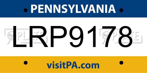 LRP9178 Pennsylvania License Plate
