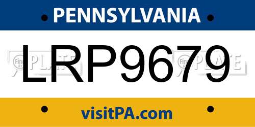 LRP9679 Pennsylvania License Plate