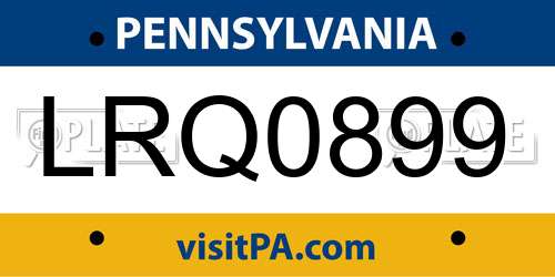 LRQ0899 Pennsylvania License Plate