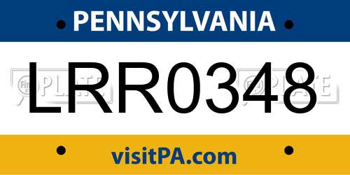 LRR0348 Pennsylvania License Plate