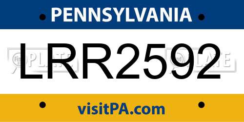 LRR2592 Pennsylvania License Plate