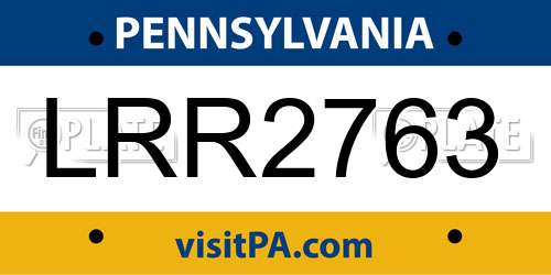 LRR2763 Pennsylvania License Plate