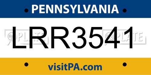 LRR3541 Pennsylvania License Plate