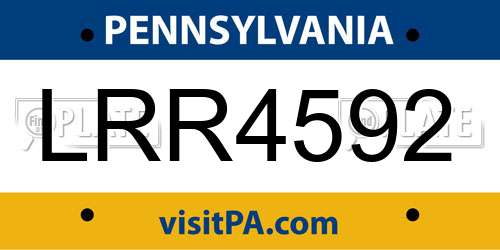 LRR4592 Pennsylvania License Plate