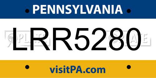 LRR5280 Pennsylvania License Plate
