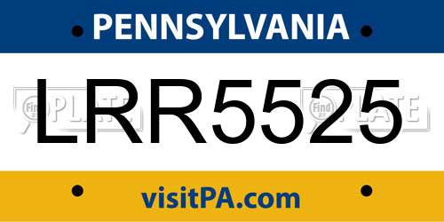 LRR5525 Pennsylvania License Plate