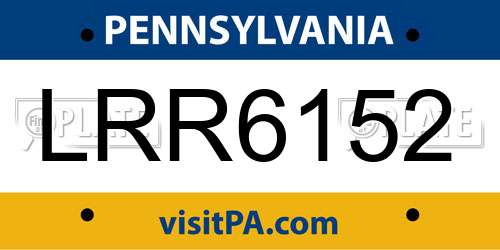 LRR6152 Pennsylvania License Plate