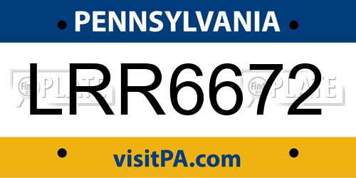 LRR6672 Pennsylvania License Plate
