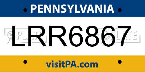 LRR6867 Pennsylvania License Plate