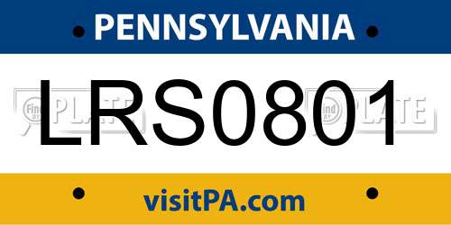 LRS0801 Pennsylvania License Plate