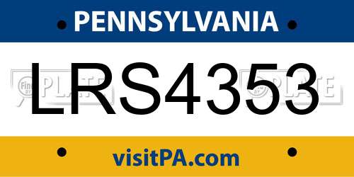 LRS4353 Pennsylvania License Plate