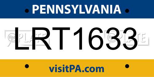 LRT1633 Pennsylvania License Plate