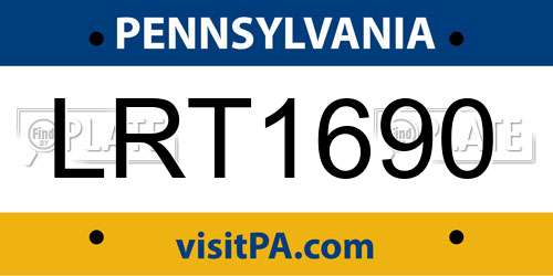 LRT1690 Pennsylvania License Plate