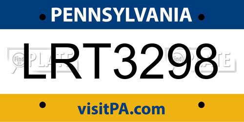 LRT3298 Pennsylvania License Plate