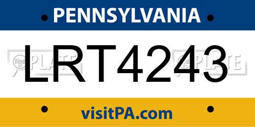 LRT4243 Pennsylvania License Plate