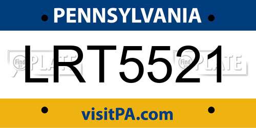 LRT5521 Pennsylvania License Plate