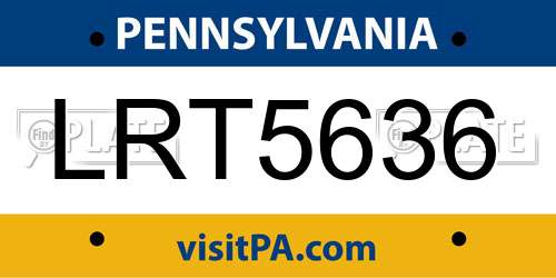 LRT5636 Pennsylvania License Plate