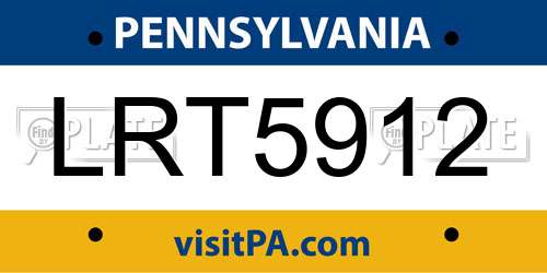 LRT5912 Pennsylvania License Plate