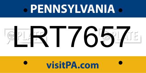 LRT7657 Pennsylvania License Plate