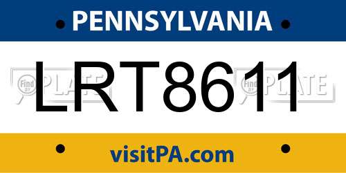 LRT8611 Pennsylvania License Plate