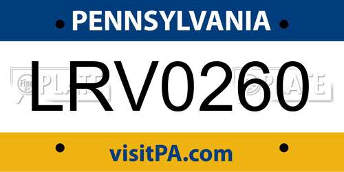 LRV0260 Pennsylvania License Plate