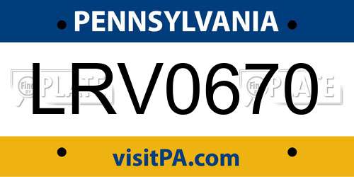 LRV0670 Pennsylvania License Plate