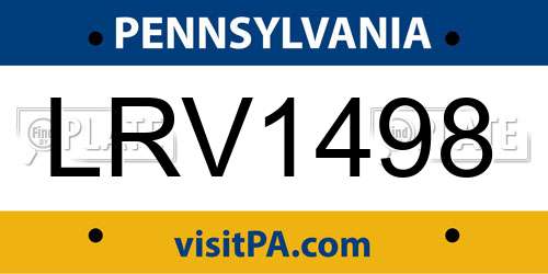 LRV1498 Pennsylvania License Plate