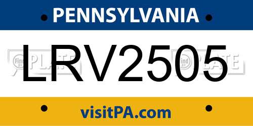 LRV2505 Pennsylvania License Plate