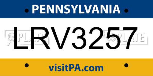LRV3257 Pennsylvania License Plate