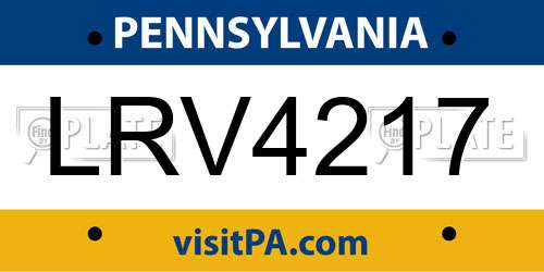 LRV4217 Pennsylvania License Plate