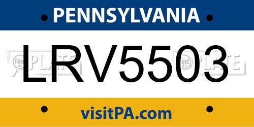 LRV5503 Pennsylvania License Plate