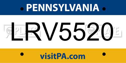 LRV5520 Pennsylvania License Plate
