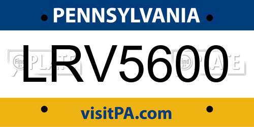 LRV5600 Pennsylvania License Plate