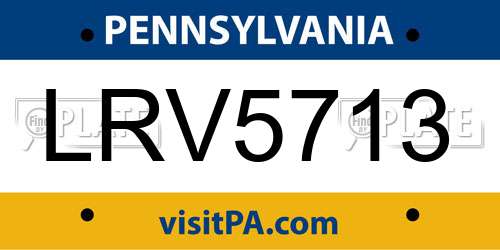 LRV5713 Pennsylvania License Plate