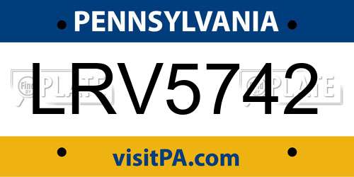 LRV5742 Pennsylvania License Plate
