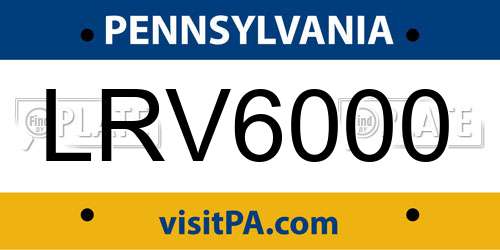 LRV6000 Pennsylvania License Plate
