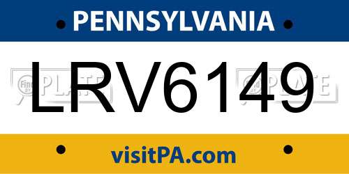 LRV6149 Pennsylvania License Plate