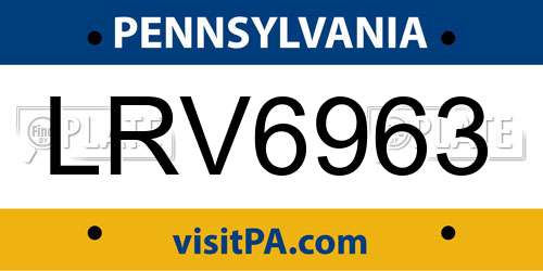 LRV6963 Pennsylvania License Plate