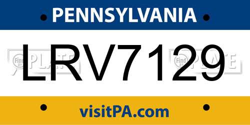 LRV7129 Pennsylvania License Plate