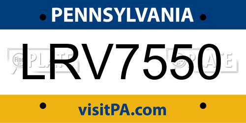 LRV7550 Pennsylvania License Plate