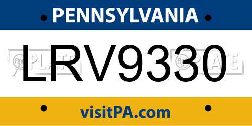 LRV9330 Pennsylvania License Plate