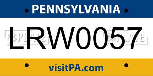 LRW0057 Pennsylvania License Plate