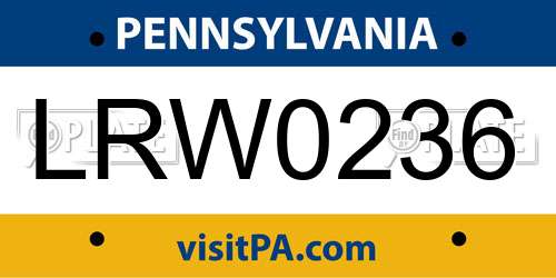 LRW0236 Pennsylvania License Plate