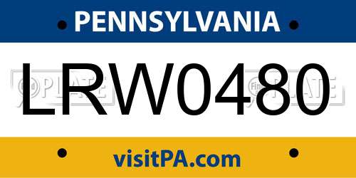 LRW0480 Pennsylvania License Plate