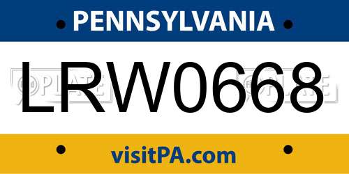LRW0668 Pennsylvania License Plate
