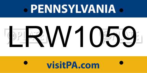 LRW1059 Pennsylvania License Plate