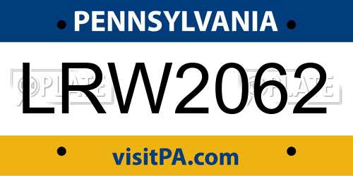 LRW2062 Pennsylvania License Plate